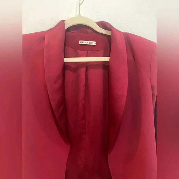 Alice + Olivia Red Satin Jacket Blazer Size M - Picture 5 of 15